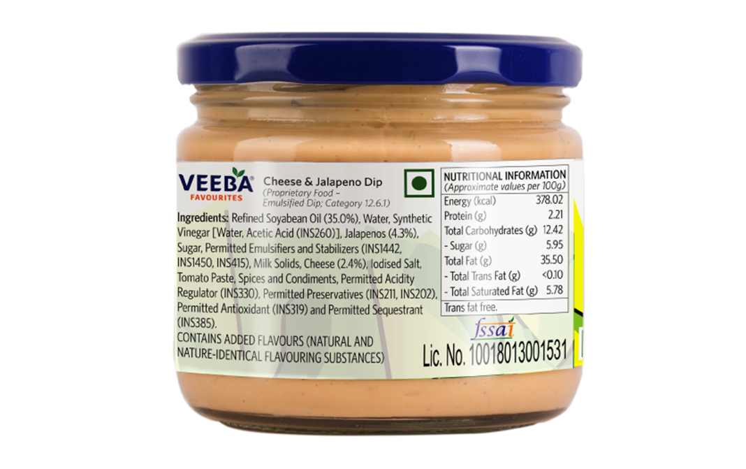 Veeba Cheese & Jalapeno Dip    Glass Jar  300 grams